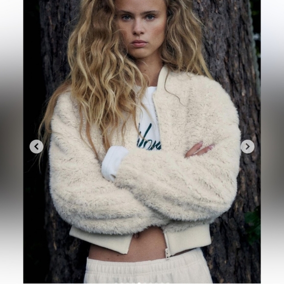 NWOT ZARA FAUX FUR BOMBER JACKET-SIZE XL - Picture 4 of 7